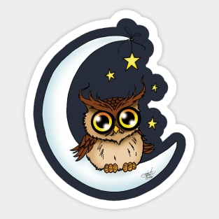 Owl on the Moon Sticker